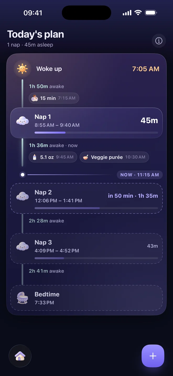 Daily plan with naps and bedtime
