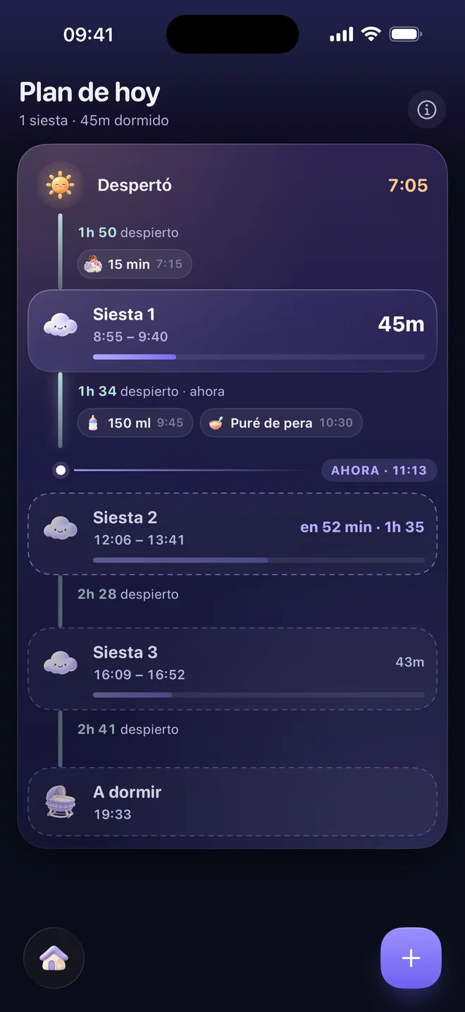 Plan del día con siestas y hora de dormir